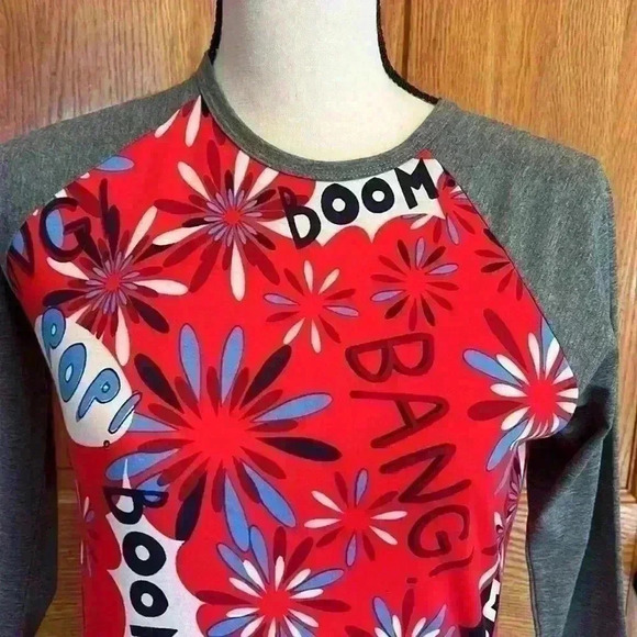 Lula Roe Women's Top - Randy - XX-Small - Red, White & Blue Fireworks NWT - Picture 4 of 10